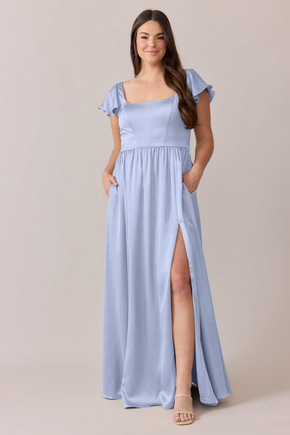 Selma Satin Dress | Made To Order | Periwinkle