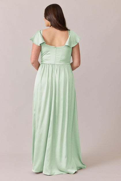 Selma Satin Dress | Made To Order | Pistachio