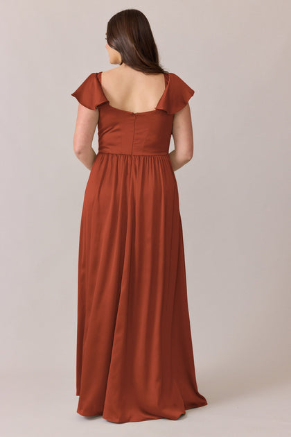 Selma Satin Dress | Made To Order | Rust