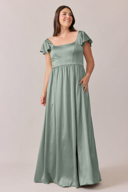 Selma Satin Dress | Made To Order | Sage