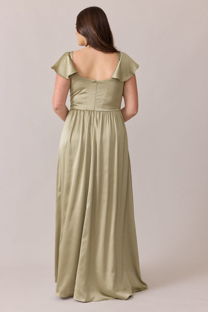 Selma Satin Dress | Made To Order | Sage