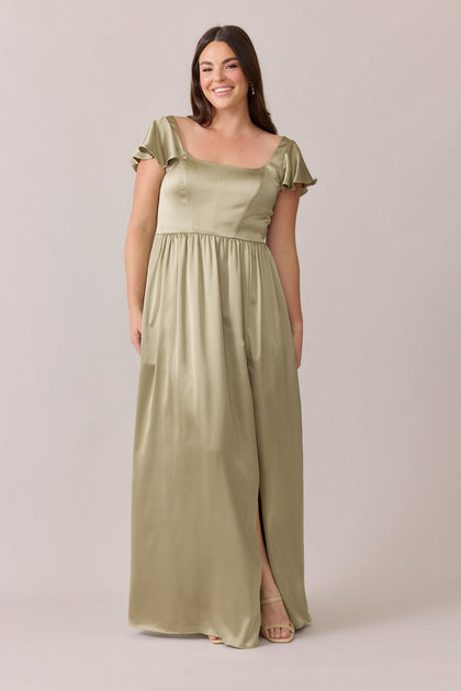 Selma Satin Dress | Made To Order | Silver Sage