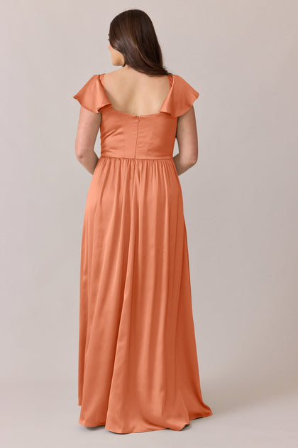 Selma Satin Dress | Made To Order | Tangerine