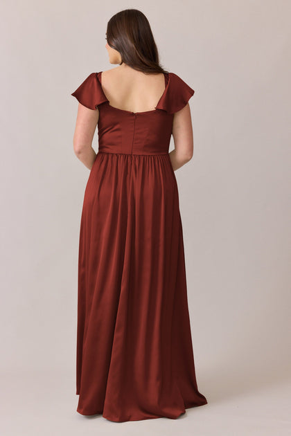 Selma Satin Dress | Made To Order | Rust