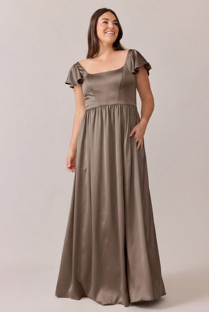 Selma Satin Dress | Made To Order | Truffle
