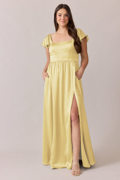 Selma Satin Dress | Made To Order | Yellow