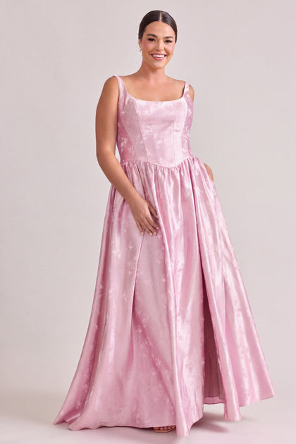 Seraphina Lustre Jacquard Dress | Baby Pink