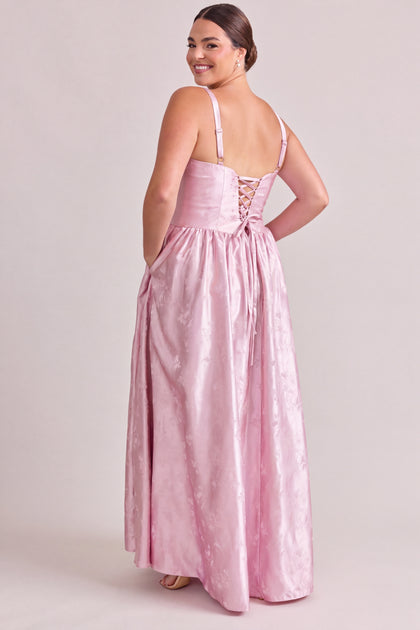 Seraphina Lustre Jacquard Dress | Baby Pink