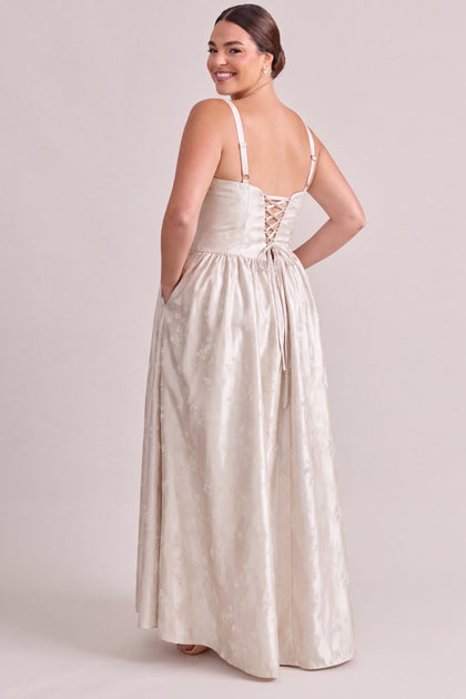 Seraphina Lustre Jacquard Dress | Ivory
