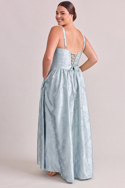 Seraphina Lustre Jacquard Dress | Sky Blue
