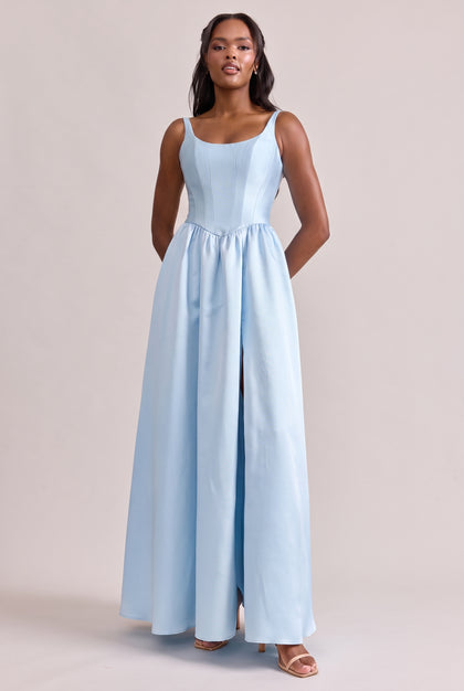 Seraphina Luxe Sateen Dress | Sky Blue