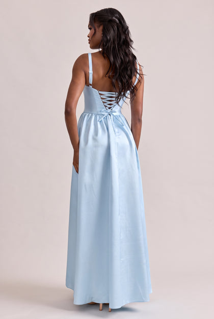 Seraphina Luxe Sateen Dress | Sky Blue