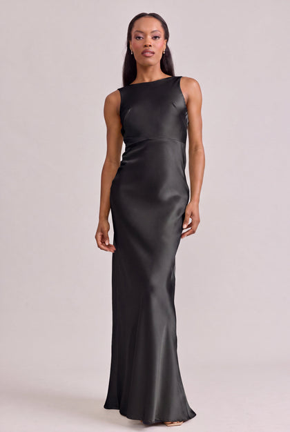 Serena Satin Dress | Made To Order | Black