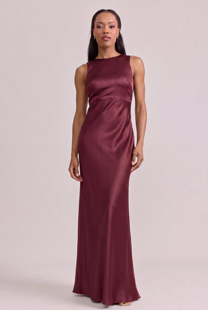 Serena Satin Dress | Made To Order | Cabernet