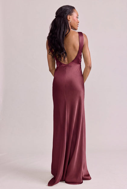 Serena Satin Dress | Made To Order | Cabernet