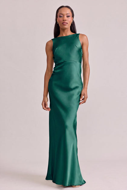 Serena Satin Dress | Made To Order | Classic Emerald