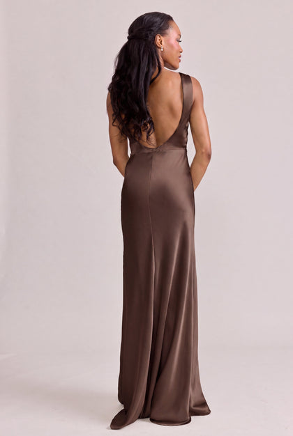 Serena Satin Dress | Made To Order | Espresso
