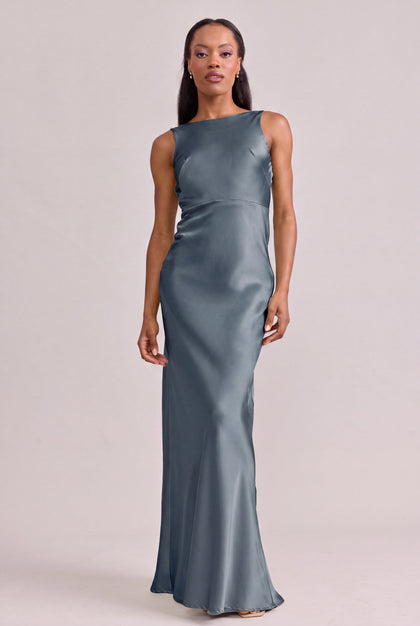 Serena Satin Dress | Made To Order | Eucalyptus