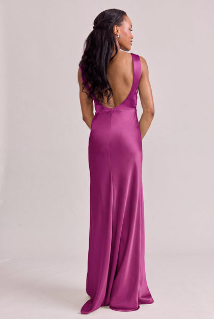 Serena Satin Dress | Made To Order | Fuchsia