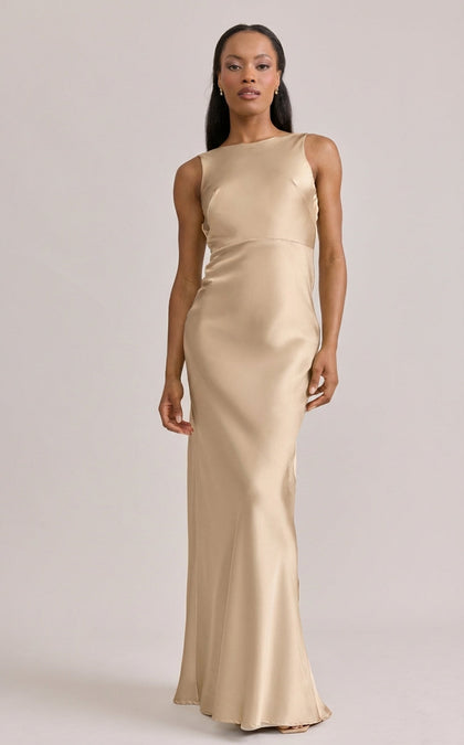 Serena Satin Dress | Made To Order | Gold Champagne