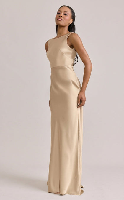 Serena Satin Dress | Made To Order | Gold Champagne