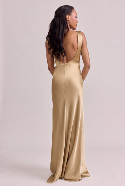 Serena Satin Dress | Made To Order | Honey Beige