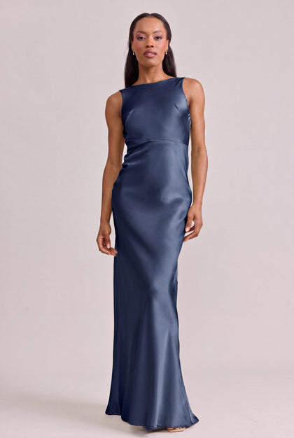 Serena Satin Dress | Made To Order | Indie Blue