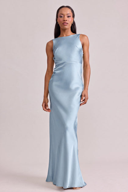 Serena Satin Dress | Made To Order | Light Blue