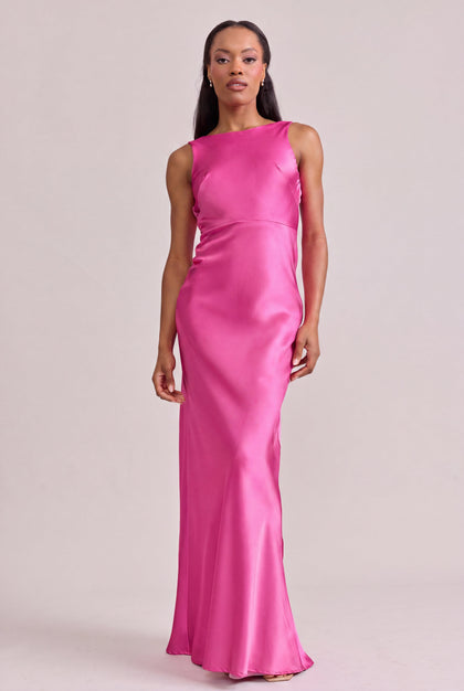 Serena Satin Dress | Made To Order | Malibu Pink