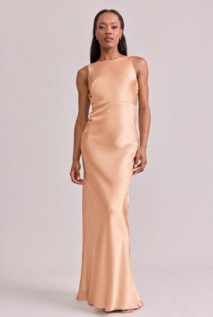 Serena Satin Dress | Made To Order | Peach
