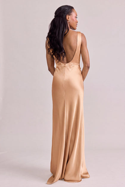 Serena Satin Dress | Made To Order | Peach