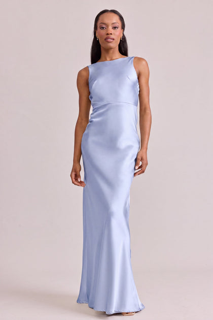 Serena Satin Dress | Made To Order | Periwinkle