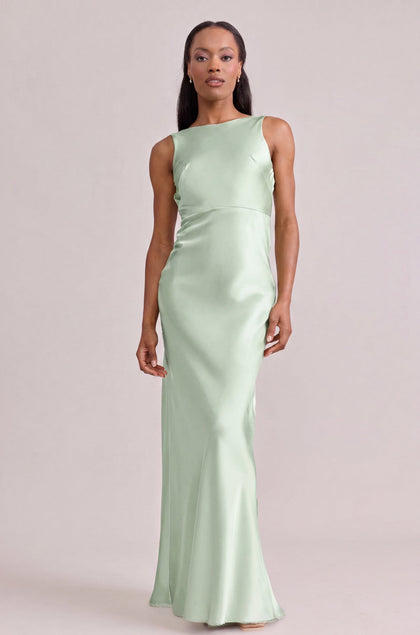 Serena Satin Dress | Made To Order | Pistachio