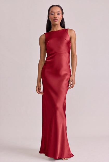 Serena Satin Dress | Made To Order | Poppy Red