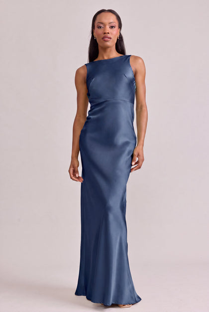 Serena Satin Dress | Made To Order | Romantic Blue