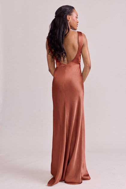 Serena Satin Dress | Made To Order | Rust