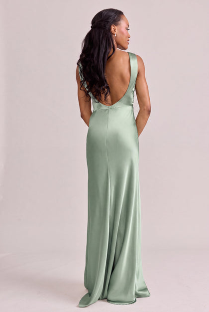 Serena Satin Dress | Made To Order | Sage