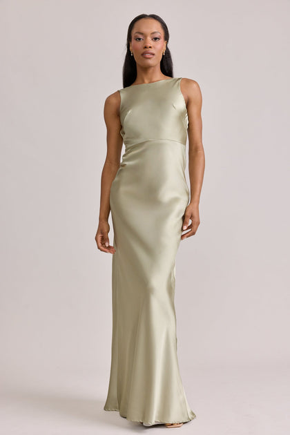 Serena Satin Dress | Made To Order | Sage