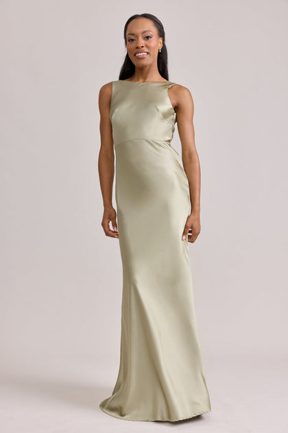 Serena Satin Dress | Made To Order | Sage