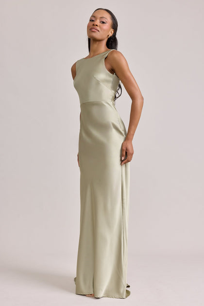 Serena Satin Dress | Made To Order | Sage