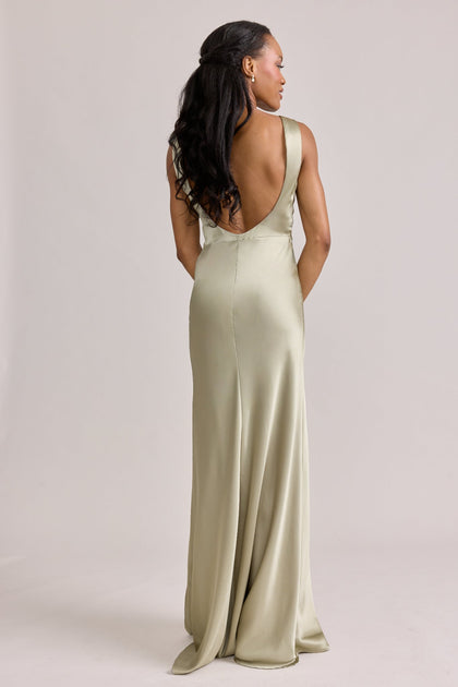 Serena Satin Dress | Made To Order | Sage