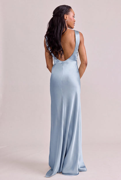 Serena Satin Dress | Made To Order | Sky Blue