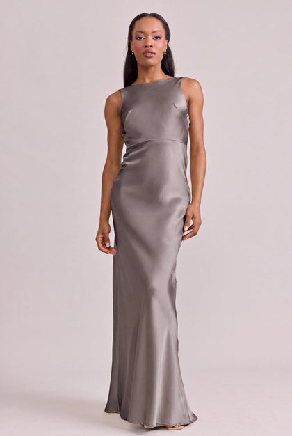 Serena Satin Dress | Made To Order | Taupe