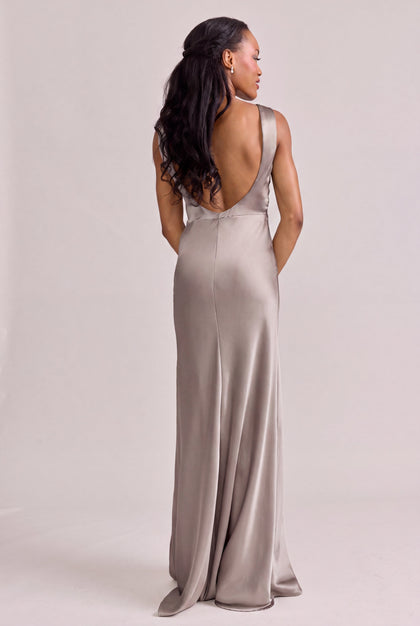 Serena Satin Dress | Made To Order | Taupe