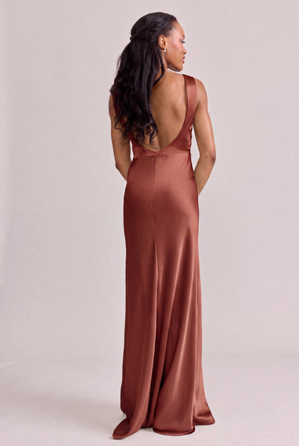 Serena Satin Dress | Made To Order | Rust