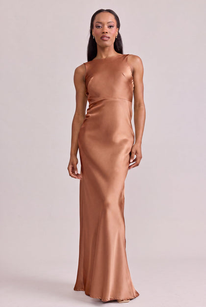 Serena Satin Dress | Made To Order | Toffee