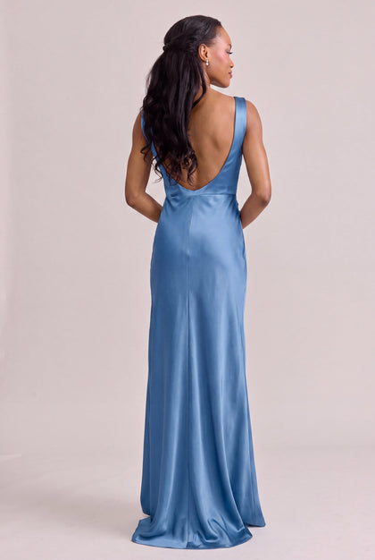 Serena Satin Dress | Made To Order | True Blue