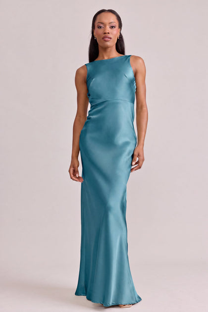 Serena Satin Dress | Made To Order | Turquoise