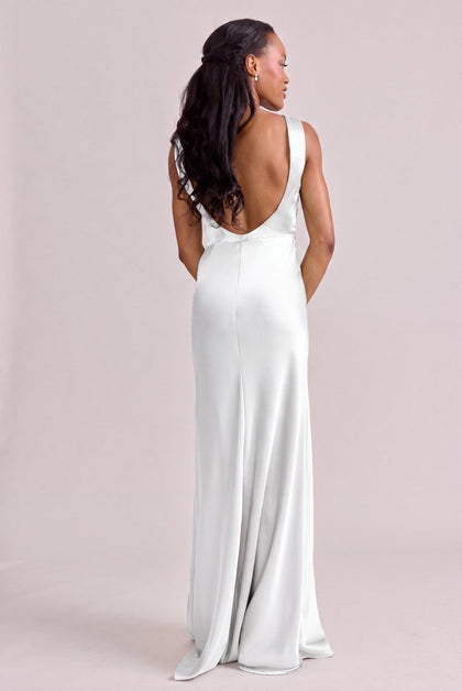 Serena Satin Dress | Made To Order | White Pearl