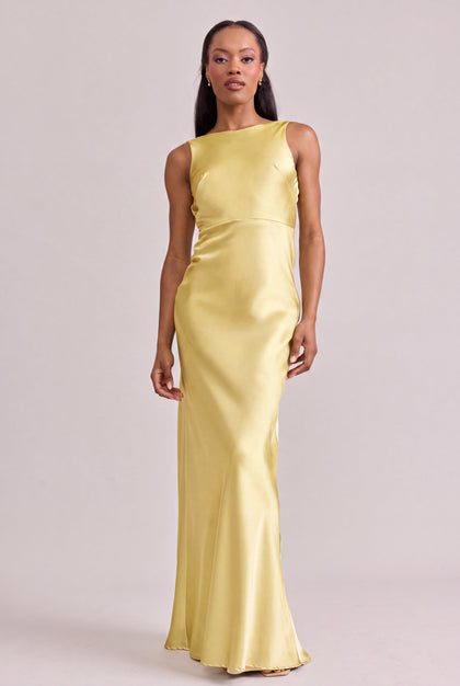 Serena Satin Dress | Made To Order | Yellow